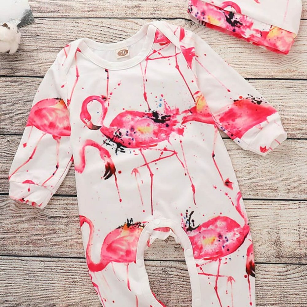 Baby Animal Print Round Neck Jumpsuit